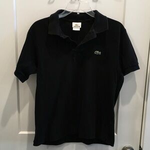 Lacoste Unisex Polo Shirt in Classic Black Size 4 Used Vintage Look